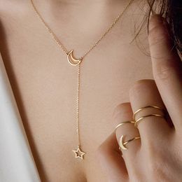 Star Moon Pendant Necklace Jewelry for Women Girls Gold Silver Fashion Trends Brand Charms Lobster Clasp Link Chain Choker Necklaces