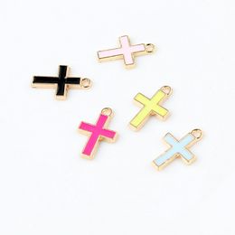 6 Colours Enamel Cross Jesus Pendants 10pcs/lot Crucifix Charms Fashion Jewellery DIY Accessories For Bracelets Necklace Earrings Making