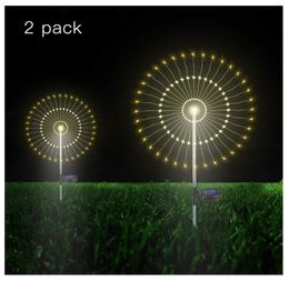 2 Pack Solar Garden Decor Copper Wire LED Starry Fairy String Lights Pathway Patio Waterproof Outdoor Landscape Yard Garden DIY Flower