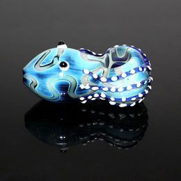 Octopus Style Thick Pyrex Glass Pipes Hookahs Handle with Colourful Blue Tobacco Herb Water Bong Bowl Piece for Smoking