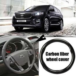 Car-styling 38cm black carbon Fibre PVC leather car steering wheel cover for Kia Sorento