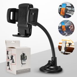 Universal Car Mount Phone Holder Windshield for Samsung S23 S22 Plus Ultra GPS PDA Long Arm Clamp with Strong Suction Cup Stands for iPhone 14 13 Pro Max in Retail Box