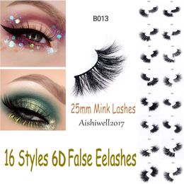 25mm 6D Eyelashes Mink Lashes Long Lasting Mink Eyelashes Big Dramatic Curly Eyelashes Strip Individual False Eyelash with Box 16 styles