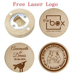 Personalized Wedding Favors and Gifts For Guest Wooden Round Bottle opener Fridge Magnet Wedding Decoration Free laser LX1173