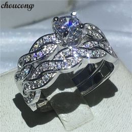choucong Fashion Cross Lovers Engagement Wedding Band ring Diamond Cz White gold filled Rings For Women men Jewellery