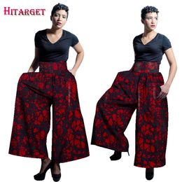 2019 Mulheres Batik Africano Calças de Impressão Africano Imprimir bezerro-comprimento Solto Longo Largo Perna Calças Ankara 100% WY1679 Roupas de Algodão De cera