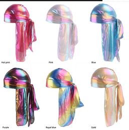 Unisex Deluxe Silky Durag 2019 NEW Style Extra Long-Tail Headwraps Pirate Cap 360 Waves Du-RAG Durags For Men and Women Hip Hop Hat