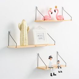 Storage Holders Simple wooden wall shelf in Nordic Solid wood partition rack Receiving of Creative Hall270W