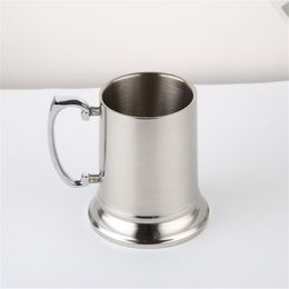 16oz Double Wall Stainless Steel Mugs Beer Mug Wine Tumblers Beer Glass with Metal Handles