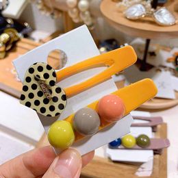 2pcs/set Women Hairpins Hair Clips Acrylic Dot Peach Heart Bobby Pins Side Bangs Clips Barrettes Headwear Girls Fashion Hair Tool Jewellery