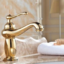 Bathroom Faucet Golden Brass Basin Faucet. Bathroom Mixer Tap Deck Mounted basin sink Mixer Tap Kgf043