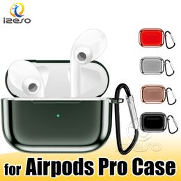 Electroplate Earphone Case for Airpods Pro Air Pods 3 Headset Accessories Protective Cover with Hook Clasp izeso