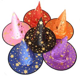 Halloween Witch Hat Magician Cosplay Costume Halloween Cape Witch Party Children Adult Stage Performance Props Five Star Magician Cap