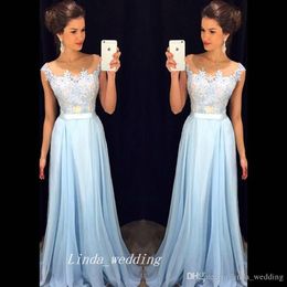 2019 Cheap Country Style Blue Bridesmaid Dress Elegant Applique Maid of Honor Dress Wedding Party Gown Plus Size vestidos damas de honor