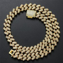 Men Women Necklaces 15mm 16/18/20inch Gold Plated CZ Cuban Chain Necklace Nice Gift for Friend