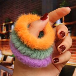 Winter Plush Faux Rabbit Fur Scrunchie Women Girls Kid Elastic Hair Rubber Bands Accessories Tie Hair Rope Ring Holder Headdress