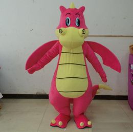 2019 factory hot real picture pink dinosaur with wings mascot costumes for adult to wear