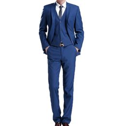 Groom Tuxedos Royal Blue Mens Wedding Tuxedos Notch Lapel 3 Pieces One Button Designer Jacket Formal Blazer