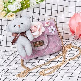 Kids Baby Bags Newest Spring Summer Fashion Girls Mini Princess Purses Shoulder Bags Cute Cartoon Bear Design Handbags Children Candies Bags