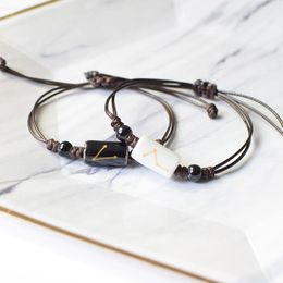 12 Constellation Zodiac Signe noir tressé en cuir bracelet cancer leo virgo