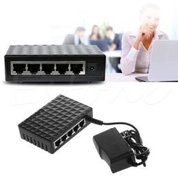 Freeshipping DC 5V 5 ports RJ-45 10/100/1000 Gigabit Ethernet Network Switch Auto-MDI/MDIX Hub US Plug High Quality C26