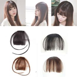 hair extensions fringes NZ - 100% Real Human Hair Bangs Clip on Real Hair Extension Front Neat Bang Fringe 5 Colors Choose For Woman