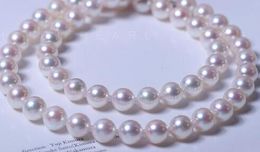 Stunning18 "9-10mm South Sea natural white pearl round silver silver necklace