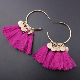 Hot tassel Earrings For Women Ethnic Sequins Drop Earrings Bohemia Fashion Jewelry Trendy Cotton Fringed Long Dangle Earrings GB1086