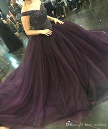 2019 New Beaded Prom Dress Puffy Ball Gown Off Shoulders Formal Holidays Wear Graduation Evening Party Gown Custom Made Plus Size