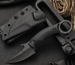 1Pcs Outdoor Survival Straight Knife D2 Satin / Black Stone Wash Blade G10 Full Tang Handle With Kydex