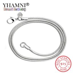 YHAMNI Original Solid 925 Silver Snake Chain Necklace for Woman Men 16-24 inch Long Statement Necklace Jewellery Wholesale YN192