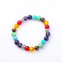 New 7 Chakra Natural Stone Bracelet Men Black Lava Healing crystal Balance Beads Reiki Buddha Prayer Yoga Bangle For Women DIY Jewelry