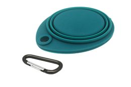 Kolice Silicone portable 350ml 2 dog bowls Collapsible with plastic rim foldable travel pet feeder259k