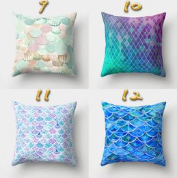 Mermaid Pillow Covers Fish Scale Square Pillow Case Mermaid Throw Pillow Cushion Covers Sofa Car Home Decor 16 DesignsDSL- YW3010