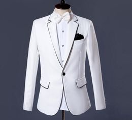 Fashion White Groom Tuxedos Notch Lapel Groomsmen Wedding Tuxedos Excellent Men Formal Blazer Prom Jacket Suit(Jacket+Pants+Tie) 1659