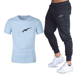 Mens Letter Printing Tracksuit Fashion Trend Short Sleeve Tshirts Tops Trousers Suits Designer Male Casual Gyms Fitness Two Piece Sets