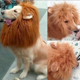 Wholesale-Pet Costume for Large Dog Lion Mane Head Headgear Hat with Ears Brown Colour