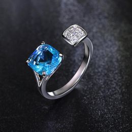 Мода- Размер кольца в 5-10 квадратных синих цветов Верхний сорт Циркония Ювелирные изделия Сладкий взгляд Ювелирные кольца Юбилейный подарок