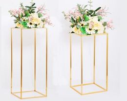 Gold color wedding decoration 4pcs/set Wedding flowers stand arrangement table centerpiece Iron geometric placed props
