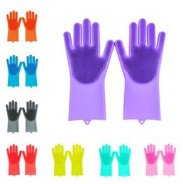 Magic Washing Brush Silicone Glove Resuable Household Scrubber Anti Scald Dishwashing Gloves Kitchen Bed Bathroom Cleaning Tools 8 Colour