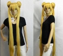 WIG shipping Pretty Soldier Sailor Moon synthetic Ponytails yellow girl party Cosplay wig
