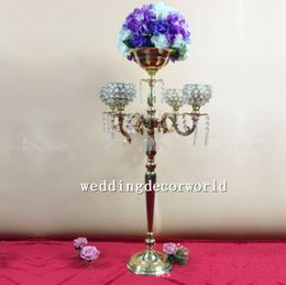New style Gold Candelabras Flower Stand wedding Centerpiece Wedding Props crystal table centerpiece decor502