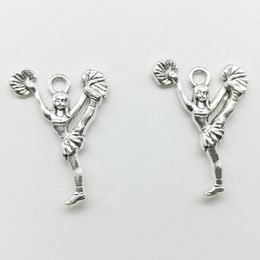 Wholesale 100pcs lot cheerleaders Alloy Charm Pendant Retro Jewellery DIY Keychain Tibet Silver Pendant For Bracelet Earrings 24*17mm