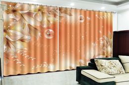 Printing Blackout 3D Window Curtain Yellow Flowers Delicate HD Digital Print 3d Floral Shading Practical Fine Curtain