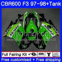 new honda cbr600f3 cbr UK - Body +Tank For HONDA Repsol green new CBR 600 FS F3 CBR600RR CBR 600F3 97 98 290HM.21 CBR600 F3 97 98 CBR600FS CBR600F3 1997 1998 Fairings