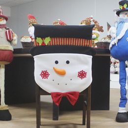 WS 0097 Old Man Snowman Chair Cover Dinner Party Red Hat Rear Cover Christmas Decoration 2018
