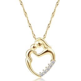 2020 New Fashion Mom Necklace Gold Baby Mother Pendant Necklace Rhinestone Jewellery For Mother's Day Gift