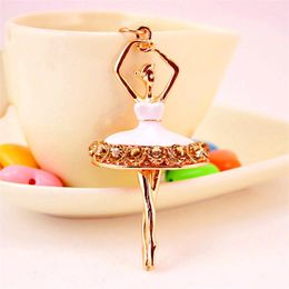 Alloy Rhinestone Pendant Keyring Crystal Car Key Chain Beauty Dancing Girl Metal Bag Charms Fashion Key Rings Holder Accessories