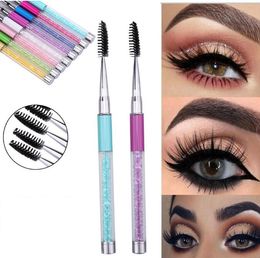 New Reusable Eyelash Brush Cosmetic Mascara Wand Applicator Spooler Makeup Tool Pen Spiral rhinestone lash brush