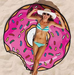 Round Donut Pizza Hamburge Watermelon Towels Indian Mandala Beach Throw Tapestry Hippy Boho Beach Towel Yoga Mat